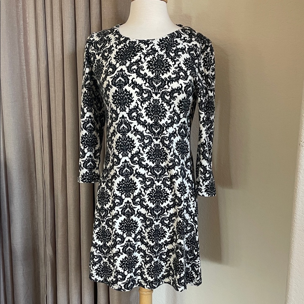 Black and White Damask Patterned Dress